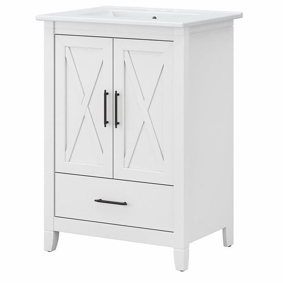 Pemberly Row 24W Bathroom Vanity with Sink in White Ash - Engineered Wood