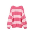 thumbnail image 2 of Gupgi Women Striped Sweaters Long Sleeve Loose Knit Pullover Preppy Jumper Tops for Fall Winter, 2 of 8
