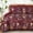 Burgundy Red-Queen (90"x90"), variant on King (104"x90") Peacock Blue Botanical Floral Bed-in-a-Bag Bedding Set