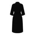 thumbnail image 5 of Women's Long Sleeve Button Down Dress Casual Loose Tie Waist Adjustable Sleeve Length Midi Dresses Black, 5 of 6