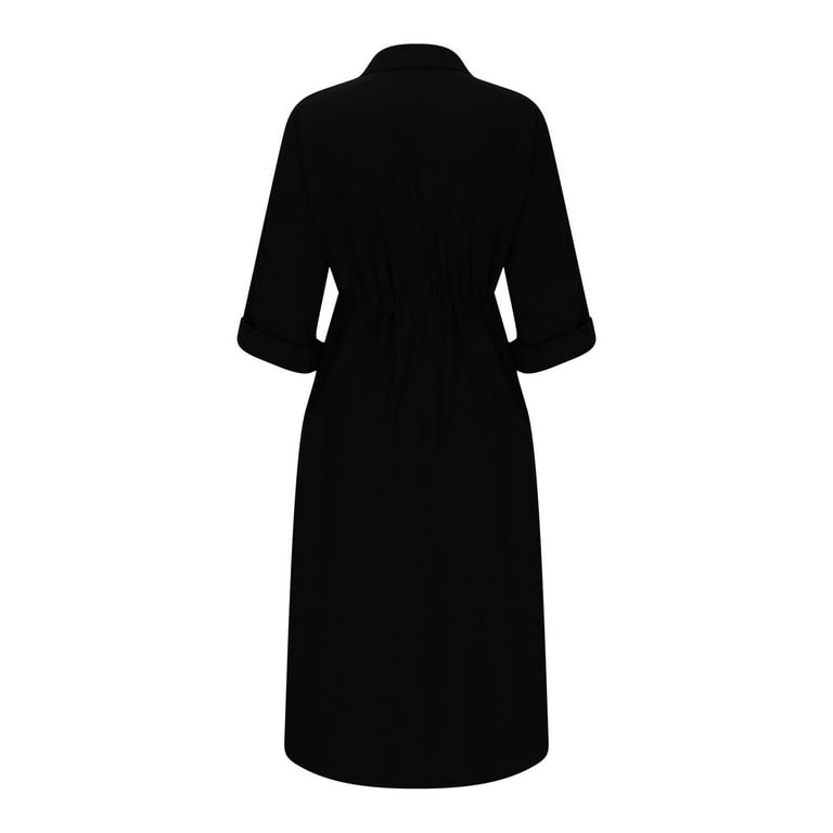 knee length dresses for ladies BASICbar Black Long Sleeves Slip Dress / Tall Length main image 1
