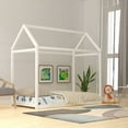 thumbnail image 7 of Kacho Twin House Floor Bed Frame, Wooden Canopy Frame with Roof, Montessori Bed, Floor Bed with Wood Slat, Twin Bed Frame for Bedroom, No Box Spring Required, White, 7 of 7