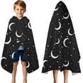thumbnail image 3 of Black Moon Star Pattern Hooded Bath Towel，50"x30" for Ages 3 To 12 Kids, Quick Dry Lightweight Soft Microfiber Hood Beach Towel Cover Up for Kids, 3 of 7