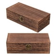 thumbnail image 6 of WEUVEB 2-Pack Vintage Wooden Storage Chests Dark Brown Decorative Keepsake Boxes for Home Organization and Décor, 6 of 8