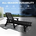 thumbnail image 3 of Wood Look HDPE Outdoor Chaise Lounge Chair, Rolling Pool Lounger, Black, 3 of 7
