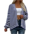 thumbnail image 2 of DPTALR Pull Décontracté pour Femmes Blouse Rayée Imprimée Boutons Cardigan Manches Longues Hauts Pull, 2 of 6