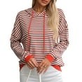 thumbnail image 2 of XuJwPNcy Sweater Hoodies for Women Casual Loose Striped Pullover Sweaters Long Sleeve Drawstring Fall Outfit, 2 of 7