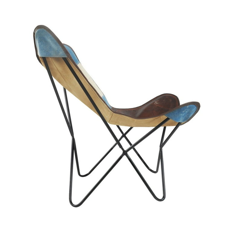 LR Home Striped Canvas and Leather Butterfly Chair 37