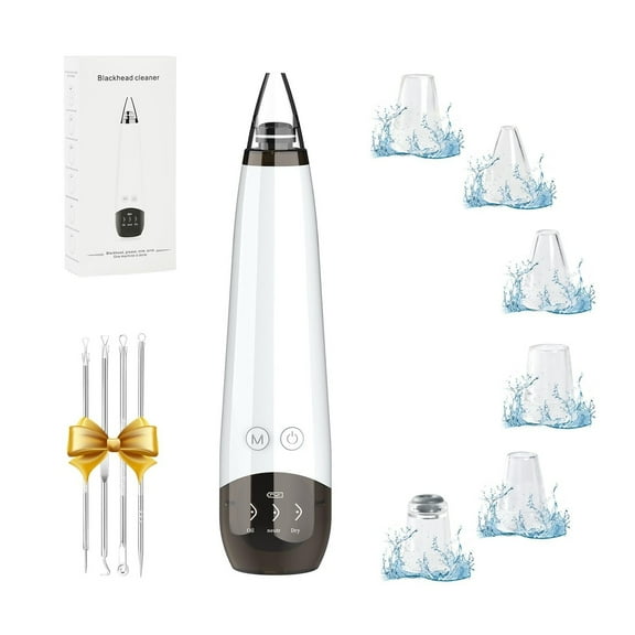 Blackhead Remover Pore Vacuum Cleaner - 6 Probes 3 Adjustable Suction Power,USB Rechargeable Blackhead Vacuum Kit Electric Acne Extractor Tool for Adult (Off White)