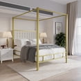 thumbnail image 2 of Home Design Ledbury King Panel Bed Frame with Sturdy Metal Canopy and Foam-Filled Headboard, Gold, Easy Assembly, 2 of 5