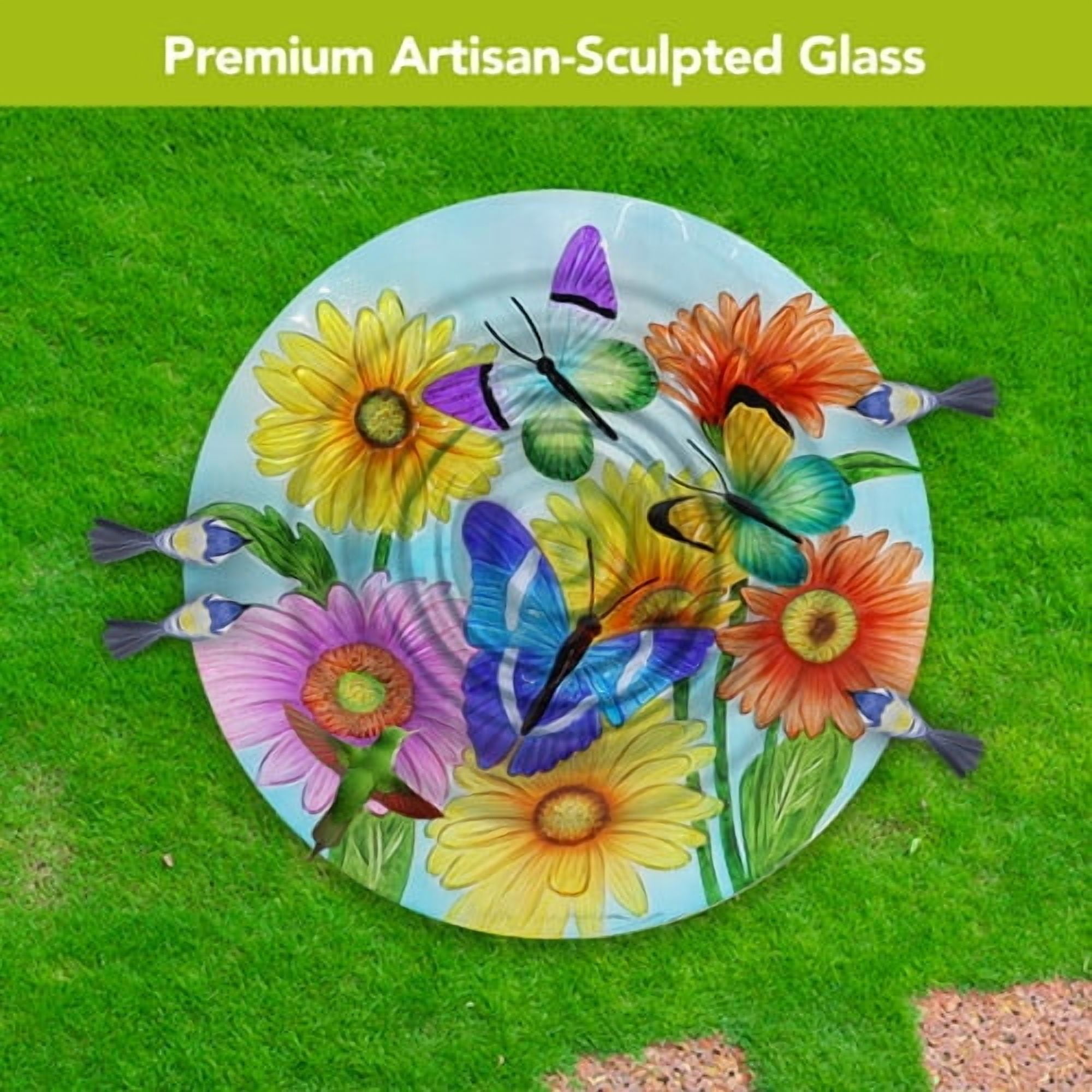 Briarwood Lane Fluttering Butterflies Glass Birdbath