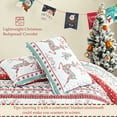 thumbnail image 3 of Exclusivo Mezcla Christmas Quilt King Size, Rust Red Striped Bedspreads Reversible Coverlets Bedding Set with Printed Flowers Reindeer Pattern (1 Quilt, 2 Pillow Shams), 3 of 6