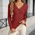 thumbnail image 2 of Gyexs Womens Long Sleeve V Neck Sweaters Ribbed Knit Slim Fit Lightweight Sweater Solid Basic Casual Pullover Tops A01 Brick Red & Size S, 2 of 5