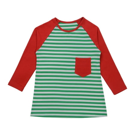 

Fanvereka Mommy and Me Matching Pajama Dress Long Sleeve Round Neck Striped Printed Dress Over Knee Family Sleepwear Clothes