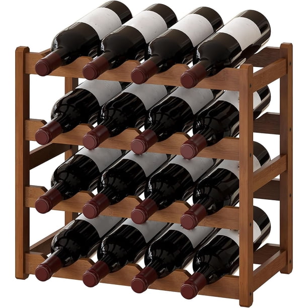 Porta Botellas de Vino, Separate Porta Vinos de 4 Niveles, Botellero apilable, Expositor Organizador de Vino, Capacidad para 16 Botellas, Bastidores de Almacenamiento para cocinas, Bares, bodegas