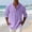 Purple, variant on IROINNID Men Solid Slub Linen Blend Mandarin Collar Half Button Henley Shirt Roll Tab Adjustable Long Sleeve Loose Breathable Casual Vacation Pullover Top(Pink,M)Blouses & Tops