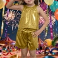 thumbnail image 2 of VNKIDY Girl's Tank Top Kids Solid Color Sequin Sleeveless Relaxed Fit Top For Party Performance Daily Casual Wear Lovely Top, 2 of 4