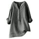 thumbnail image 1 of Camisa holgada de lino liso para mujer: manga larga abotonada, cuello mao, mezcla de poliéster, elegante e informal, 1 of 4
