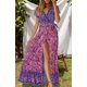 thumbnail image 2 of Vestido largo bohemio con estampado floral, cuello en V, manga corta, abertura para fiesta en la playa para mujer, 2 of 8
