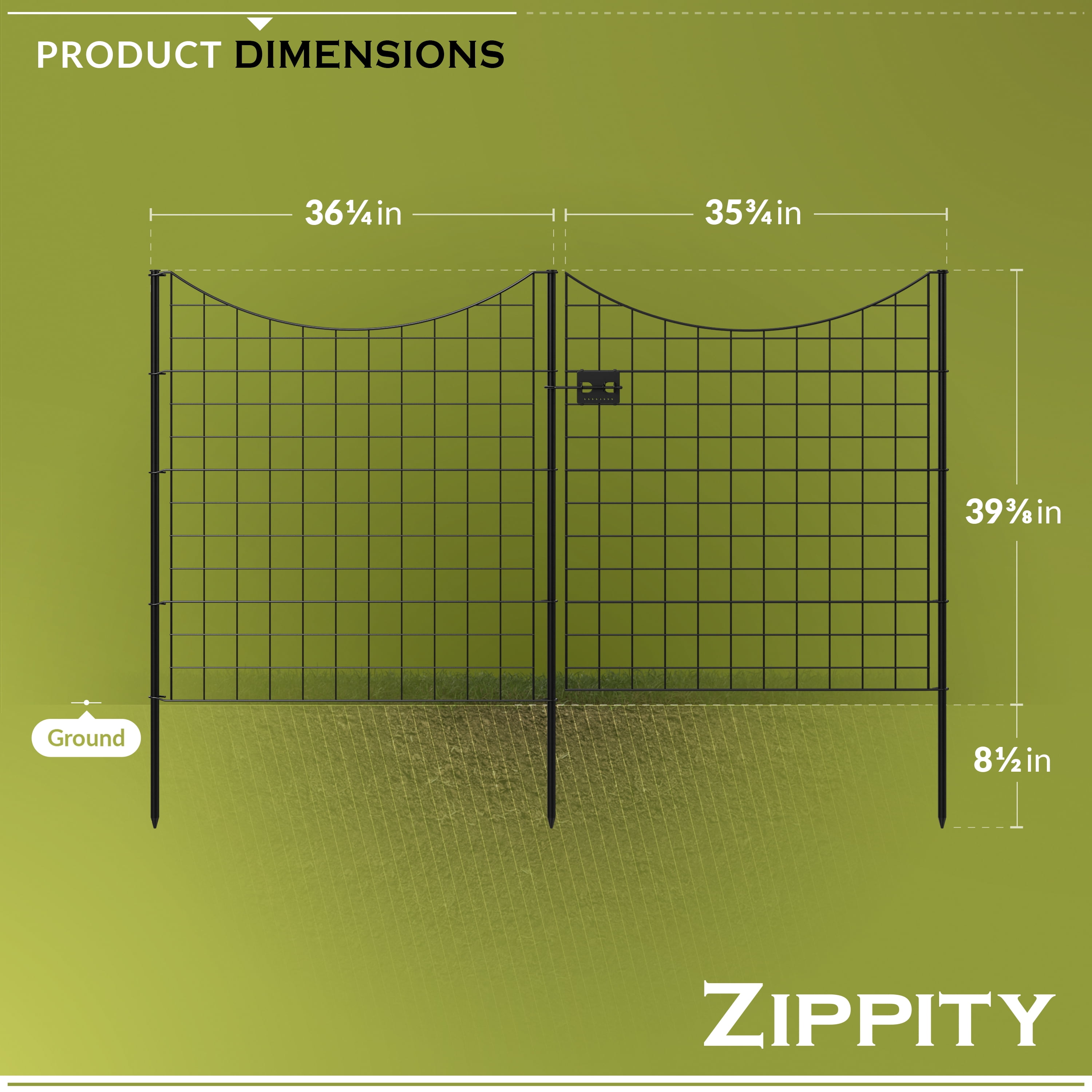 Zippity Outdoor Products 39in H (4 Fence Panels + 1 Gate) No Dig Easy Install Zippity Black Metal Fence, Decorative Fence for Garden Fencing For Dogs