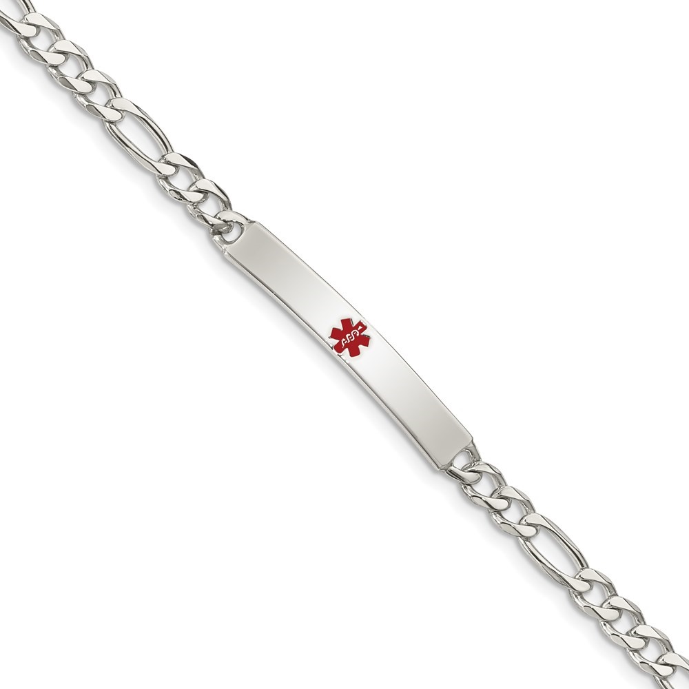 Auriga 925 Sterling Silver Figaro Anchor Link Id Bracelet 8.5 inch for Women(L- 8.5inch, W- 5mm)