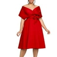 thumbnail image 1 of B91xZ Robe de Soirée pour Femmes Été Col Carré à Volants Robe Babydoll Fluide, Rouge TTTG, 1 of 4
