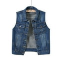 thumbnail image 2 of Harpily Women's Slim-Fit Tank, Multi Color Denim Vest Female Short Spring And Summer Slim Thin Burlap Sleeveless Shoulders Broken Holes Vest Jacket, 2 of 4