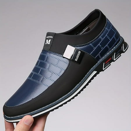 

Stylish Mens Slip-On Shoes - Non-Slip Wear-Resistant Faux Fur Lined Superfine Fiber Upper Rubber Sole Perfect for Business Office and Daily Wear