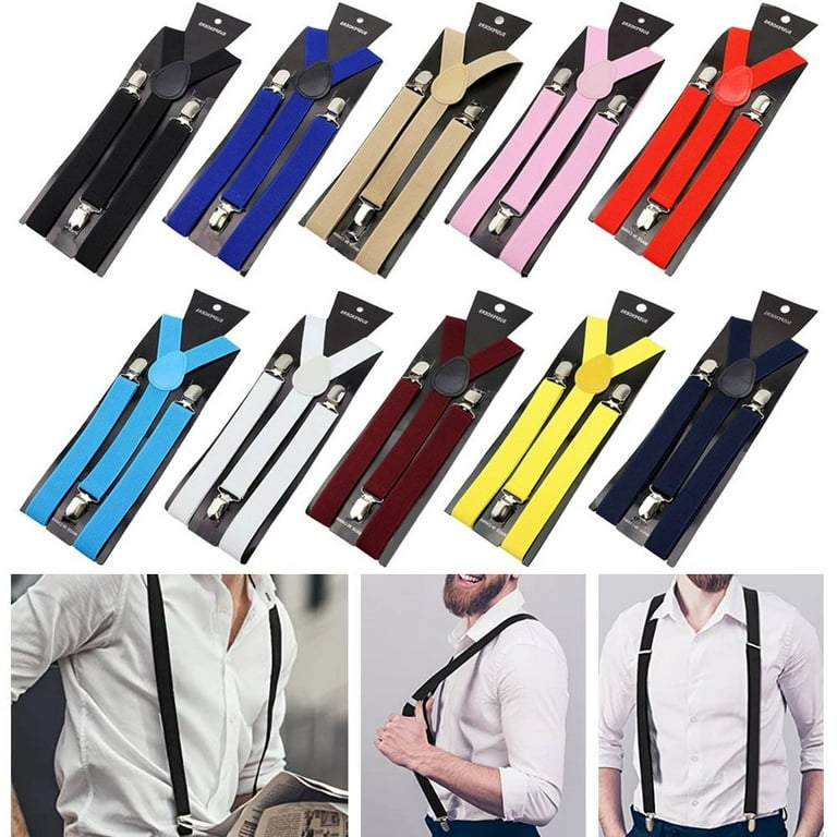 Unisex Teens Men Ladies Adjustable Slim Trouser Braces Suspenders Back Clip  