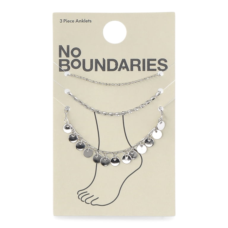 No Boundaries Silvertone Anklet Set, 3-Piece photo 3