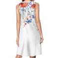 thumbnail image 2 of Independence Day Poppies with Eucalyptus Leaves White Spring Summer Dresses for Women Fashion T-shirt Dress Casual Sleeveless Loose Sundress with Pockets, 2 of 5