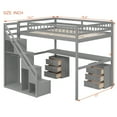 thumbnail image 5 of Mirightone Full Loft Bed with Desk and Storage, Wood Loft Bed with Stairs, Wardrobe, Light Strip, Full Bed Frame for Adults Teens, Gray, 5 of 8