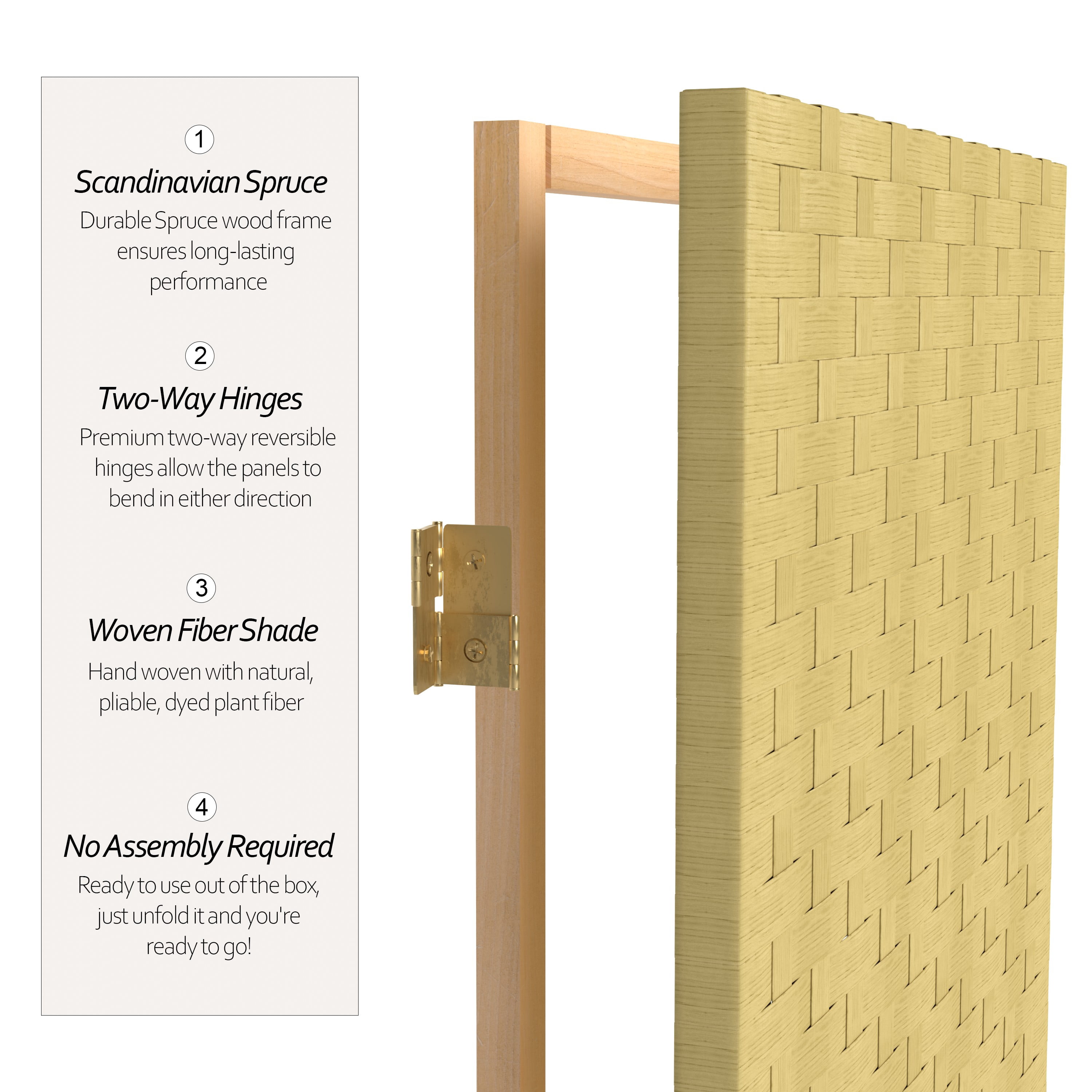 Oriental Furniture 6 ft. Tall Woven Fiber Room Divider - 6 Panel - Dark Beige