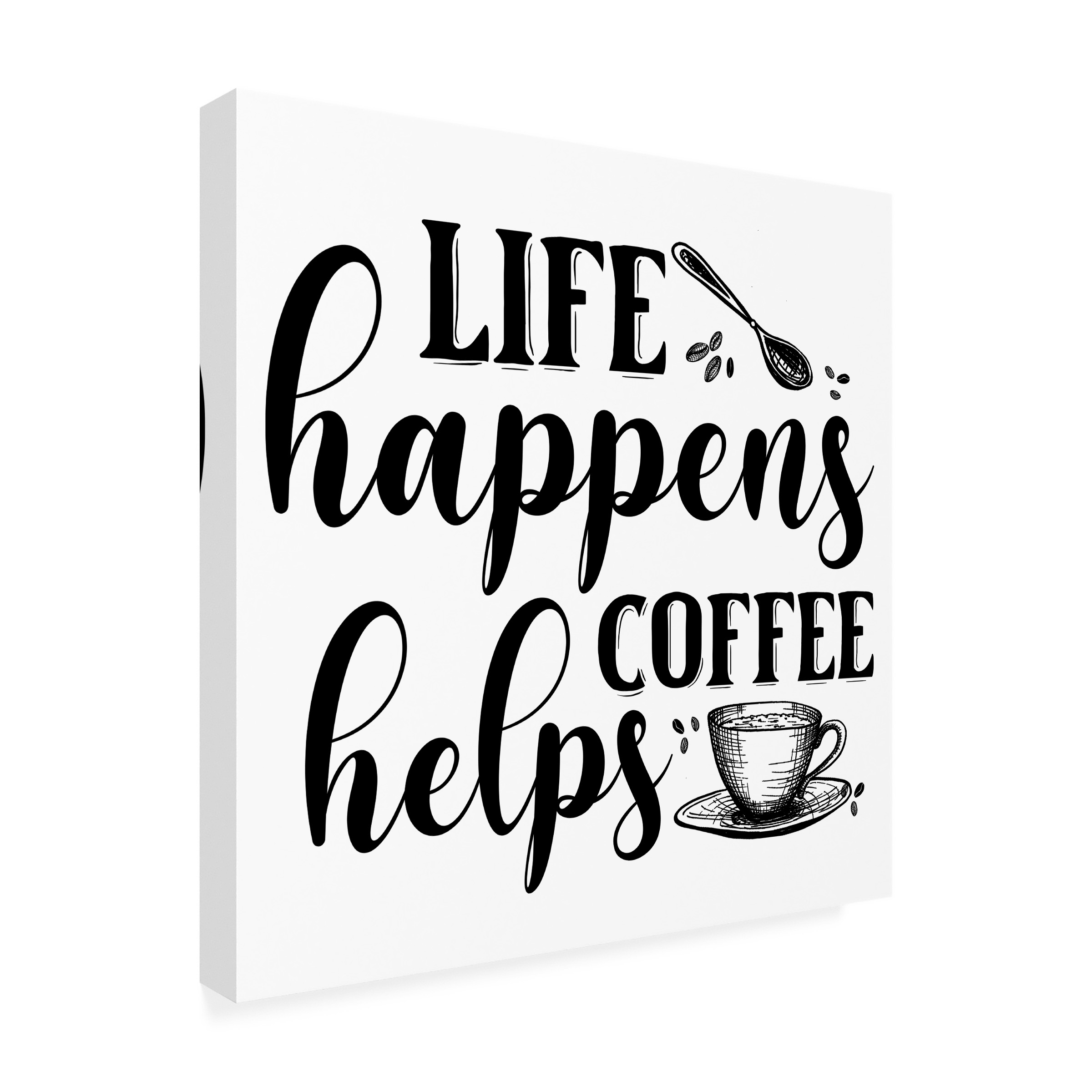 Canvas Wall Art - Jean Plout 'Coffee Typography D' Wall Art for Living Room, Bedroom, or Office DÃ©cor by Trademark Fine Art - 14 x 14 Inches