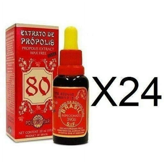 24 Bottles of Polenectar Brazil Green Bee Propolis Extract Wax Free 80 (30mL)