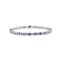 4.40 Carat (Ctw) Tanzanite & White Topaz Bracelet in Sterling Silver for Women