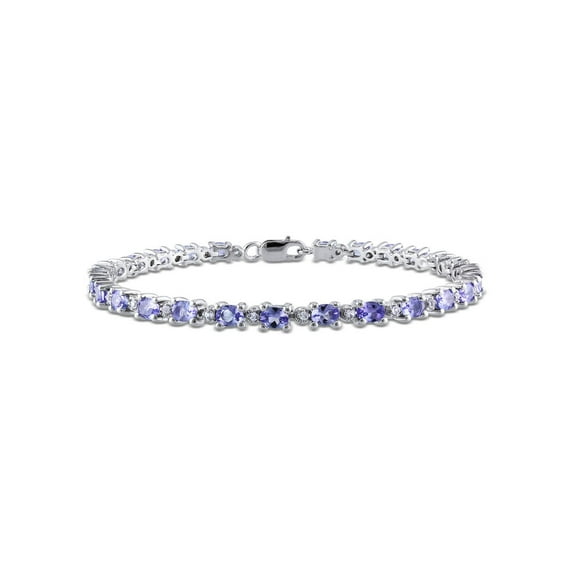 4.40 Carat (Ctw) Tanzanite & White Topaz Bracelet in Sterling Silver for Women