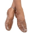 thumbnail image 5 of Clear Jelly Heel Sandals, Jelly Mesh Ballet Flats Clear Jelly Sandals Slip On Mule Slides Platform Heels Breathable - Trendy Walking Lightweight Running Beach Travel Cruise Vacation, Gold 5.5, 5 of 5