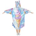 thumbnail image 2 of FORMRS Wearable Blanket Hoodie with Sleeves for Kids Cozy Flannel Sweatshirt, Watercolor Ice Cream Pattern, 2 of 7