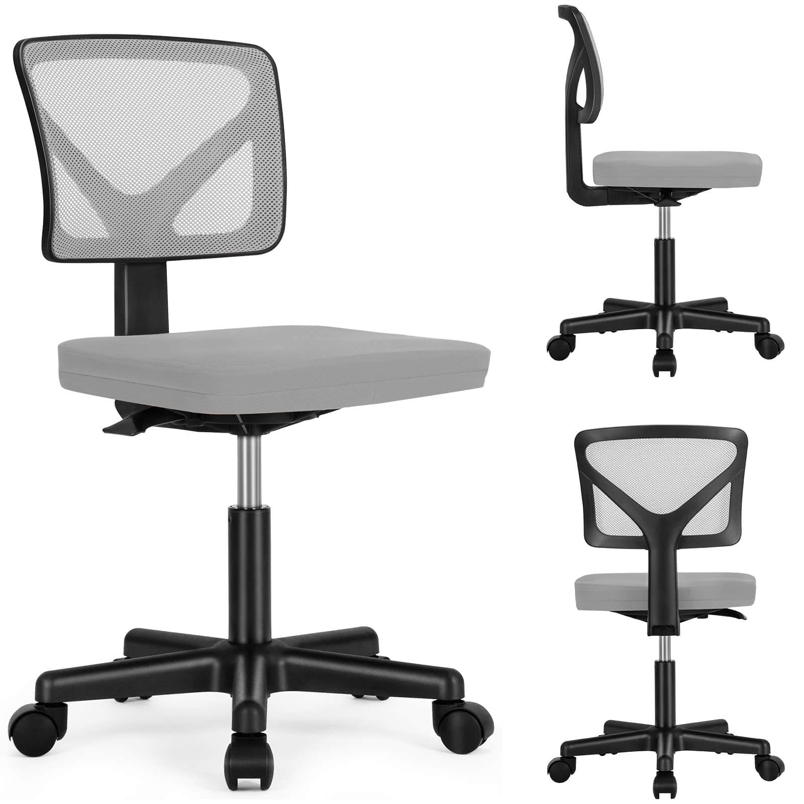 Low-Back Mesh Armless Swivel Office Chair with Lumbar Support