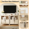 thumbnail image 3 of Yiwa Sideboard With 2 Glass Doors, 29" Large Buffet Cabinet With Solid Wood Countertop, Coffee Bar Cabinet With 2 Drawers, Modern Farmhouse Storage Table for Kitchen Dining Room, Living Room, 3 of 4