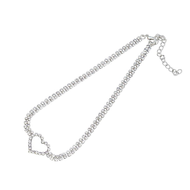 Collar gargantilla con pedrería, collares con corazón, 2 filas, cadena de cristal, joyas para mujer y niña