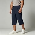 thumbnail image 2 of Yuhangmm Men Spring Summer Outdoor Casual Straight Leg Flowy Wide Solid Cropped Pants Blue XL, 2 of 5
