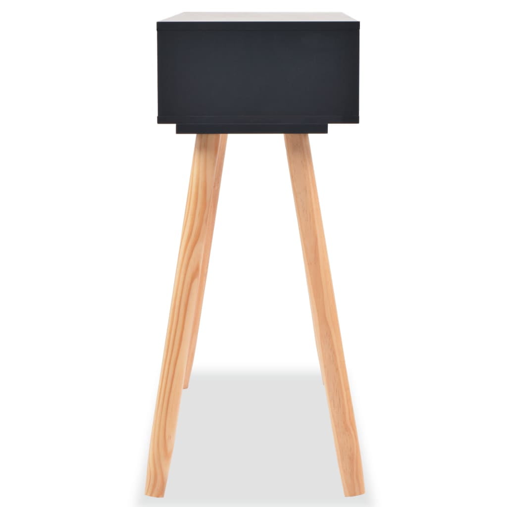 Kepooman Solid Pinewood Side End Tables for Home Office, Black Kepooman Solid Pinewood Side End Tables for Home Office, Black