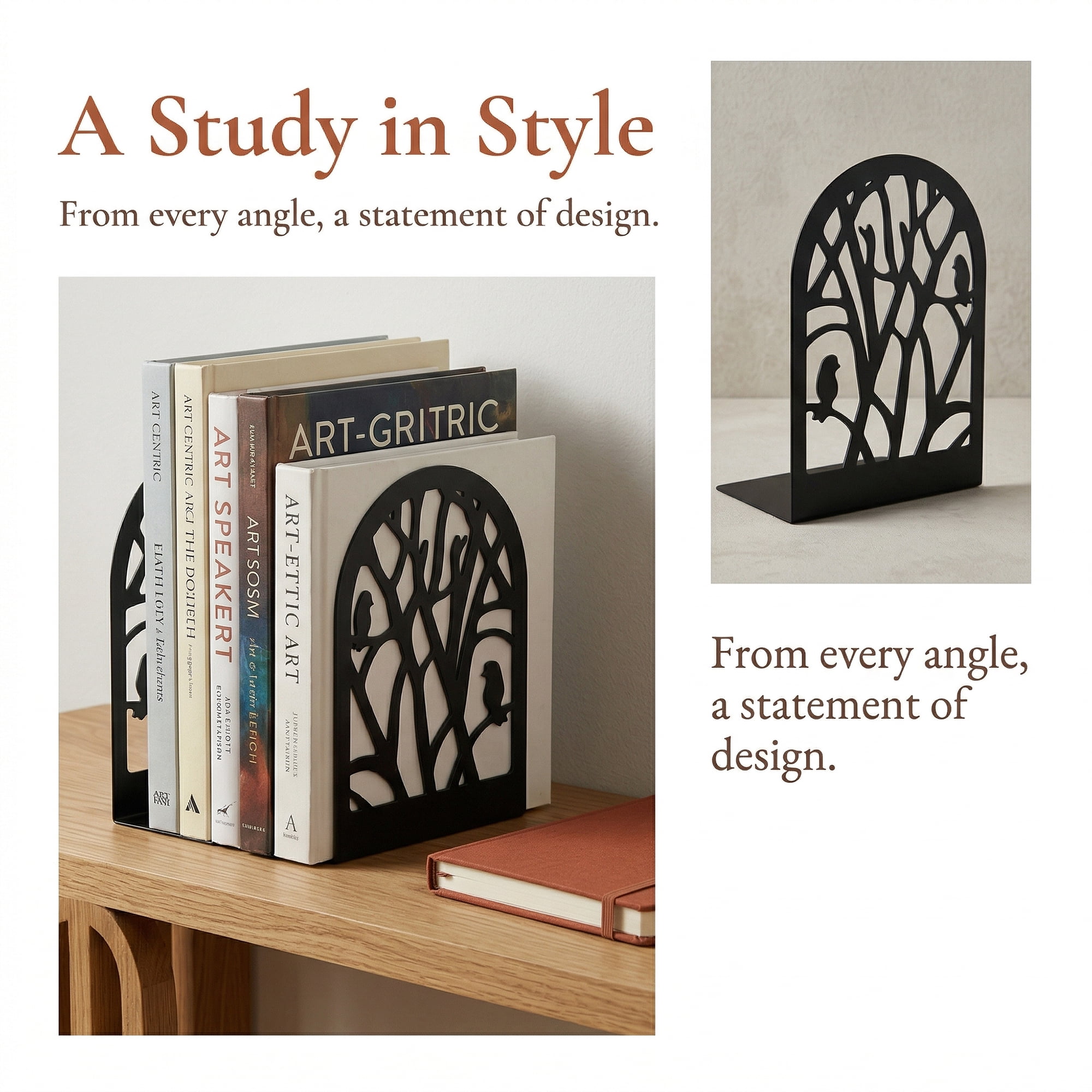 Unique Bargains Expandable Non-Skid Geometric Bookends With Compartments 2 Pcs Style C