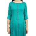 thumbnail image 4 of Bimba Women Black Short custom Kurta Kurti 3/4 Sleeve Formal Indian Top Blouse, 4 of 7