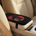 thumbnail image 4 of Xixirimido Leather Seat Cover Front Seats Only, Universal Fit Auto Front Seat Covers for Sedan Van SUV Truck 5 Pcs Set with Seatbelt Covers & Center Console Cover, Wolf Red Moon Floral, 4 of 8