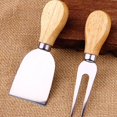 thumbnail image 3 of 4pcs Stainless Steel Cheese Slicers Cheese Slicers Set Cutter Shovels Handle Cheese Fork Set Wood Handle Baking Butter Cutter Sandwich Spreader Kit, 3 of 8
