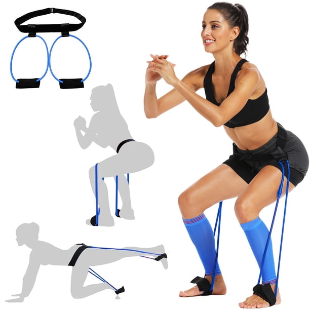 mfyjkho Cinturón de resistencia para glúteos y piernas, ajustable, con presillas para los pies, para entrenamiento de fuerza, equipo de fitness para gimnasio en casa, 1 juego