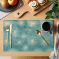 thumbnail image 2 of Teal Green Dandelion Placemats Set of 4, Pastoral Botanical Blossom Washable Wipeable Table Mats for Dining Tables, Indoor Outdoor Kitchen Place Mats for Holiday Party Table Decor, 2 of 9
